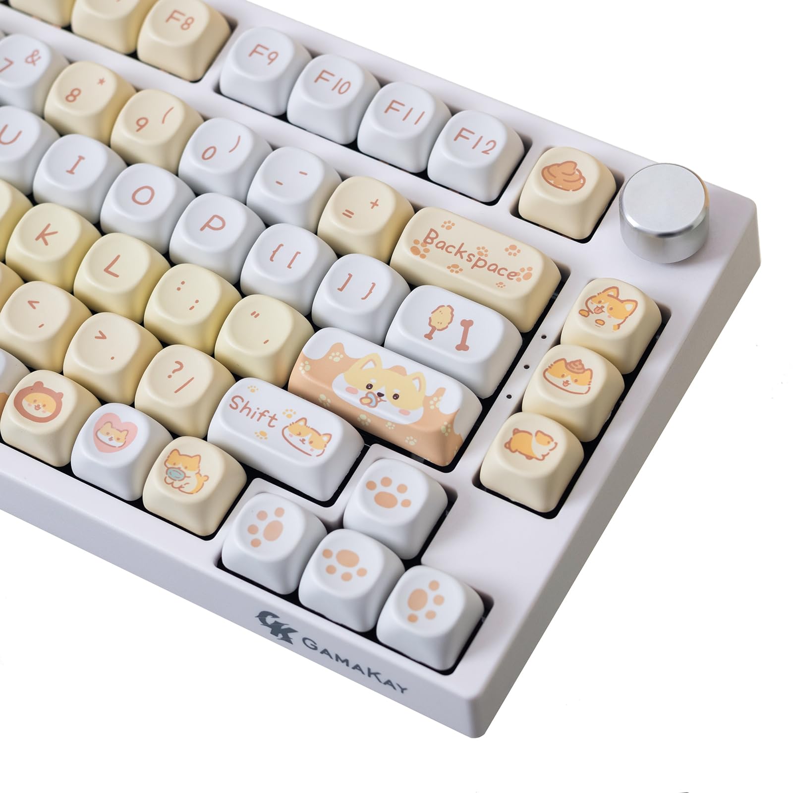 Gk Gamakay 132 Keys Yellow&White Keycaps Set, Moa Profile Pbt Thermal Sublimation Keycap Set For 61/68/75/80/84/87/98/104/108 La